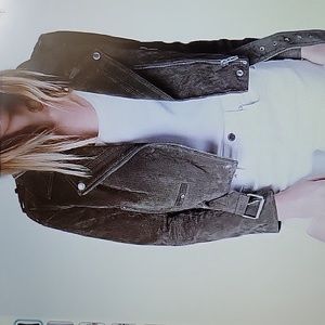 [BLANKNYC] Luxury Clothing Herb Cropped Suede Leather Motorcycle Jacket XS NEW…